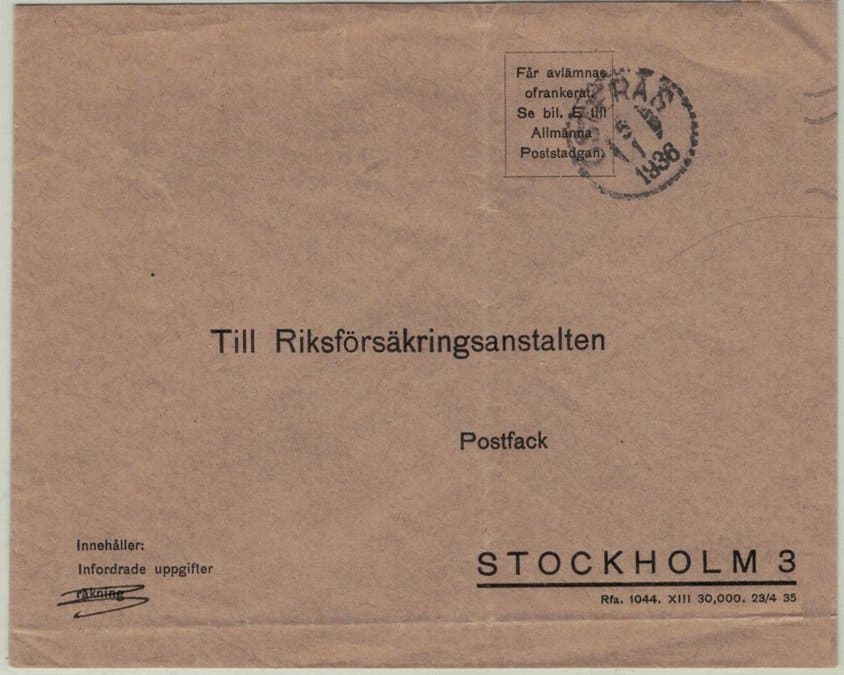 Österås NSt 33 på tjänste-brev 5.1.1936 | Köp på Tradera (751421144)