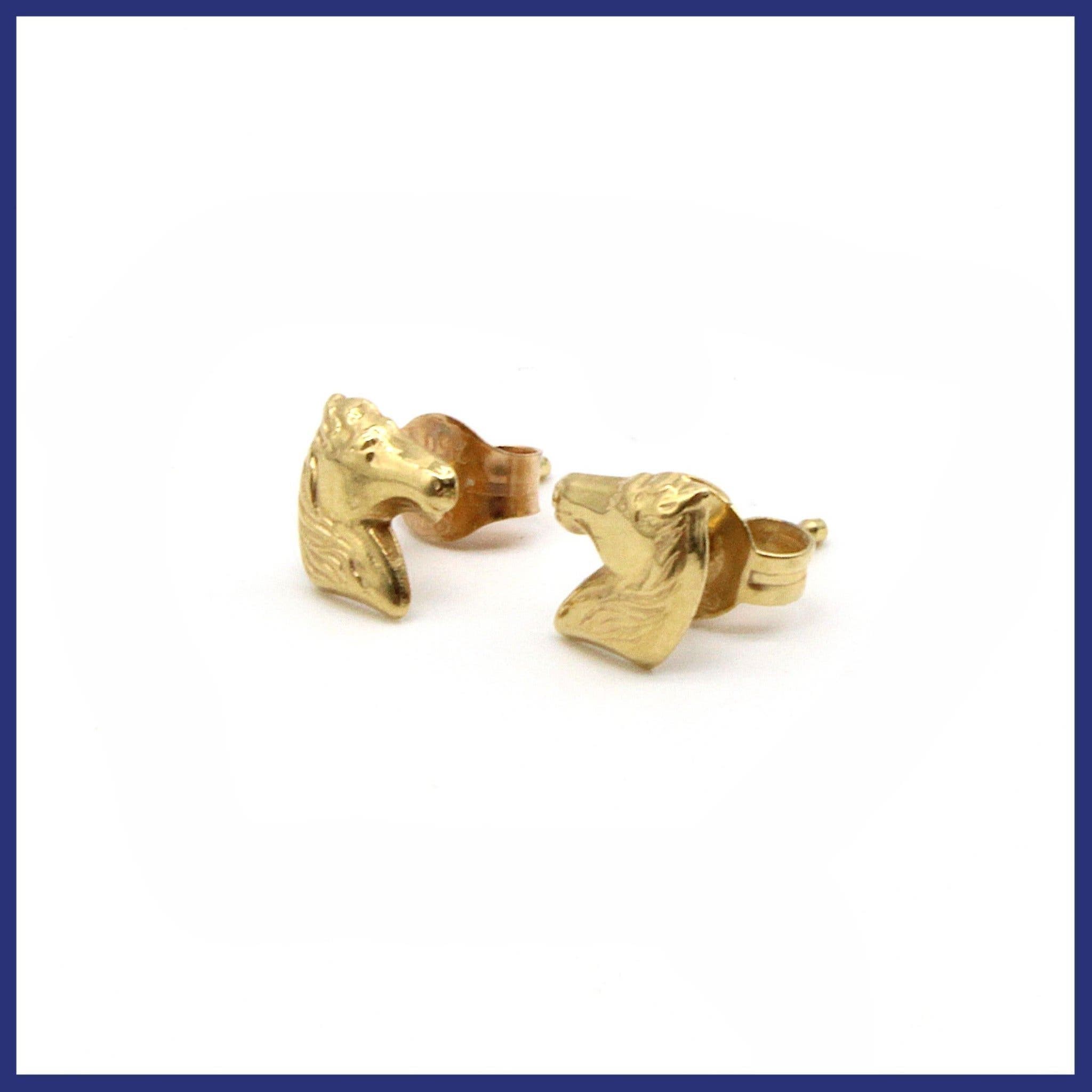 Örhängen, 18K guld, hästmotiv, studs (vikt 0,4g)