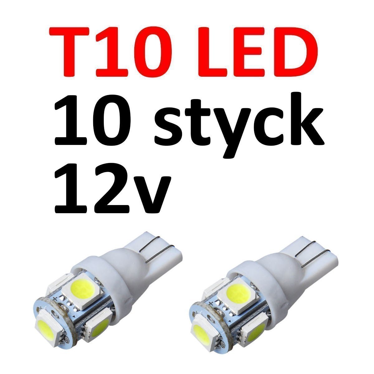 10 stycken T10 led lampor, kallvitt xenon ljus ...