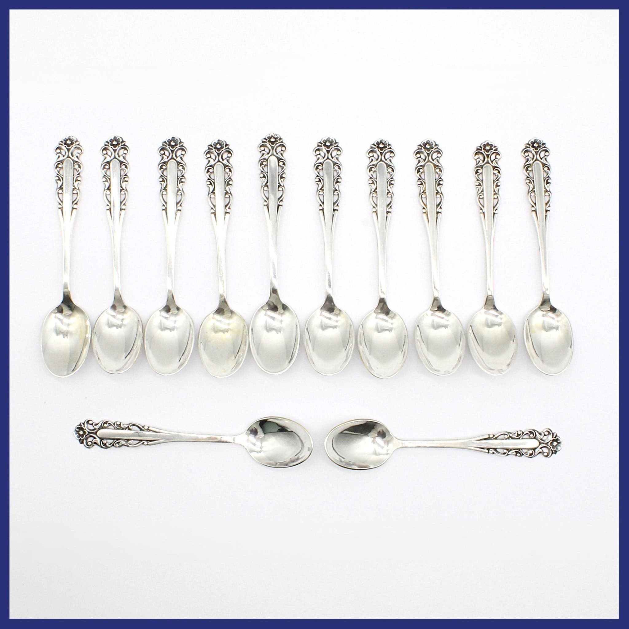 Kaffeskedar, 830 silver, "Aristokrat", 12 stycken (vikt 158,45g)