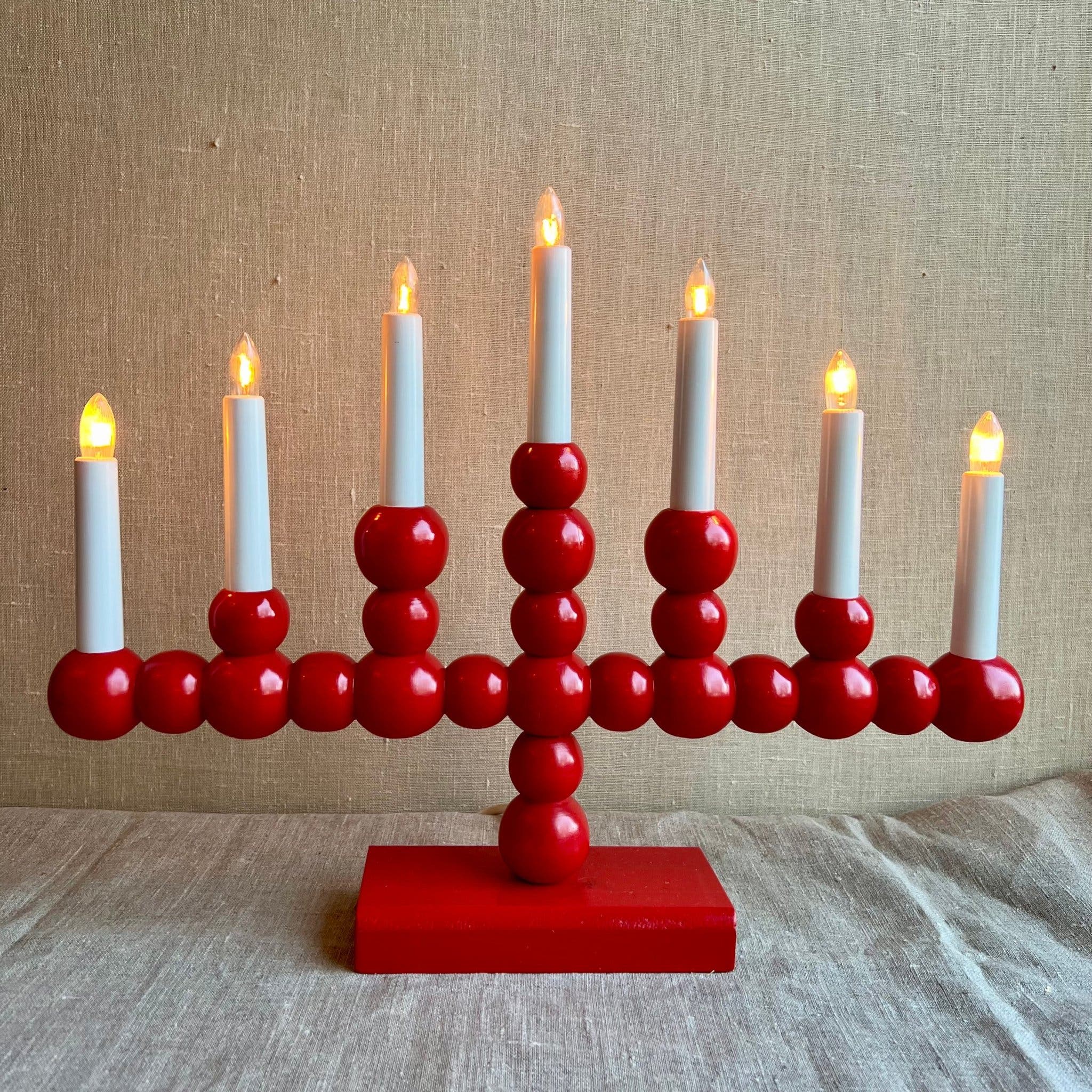Röd Adventsljusstake Elljusstake Kulljusstake J.. | Köp på Tradera ...