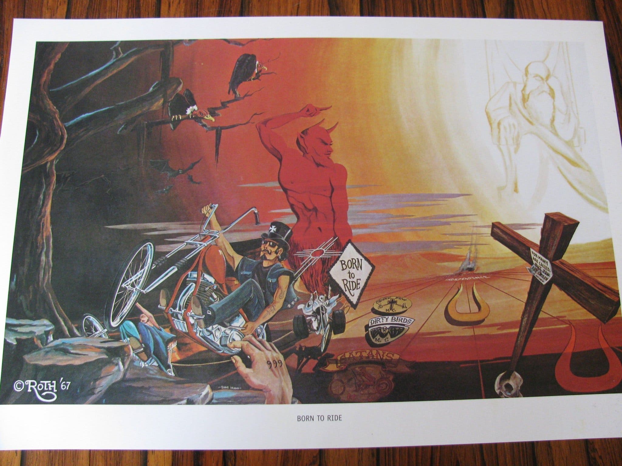 Ed Roth poster ” Born to Ride “ Harley Panhead .. | Köp på Tradera ...