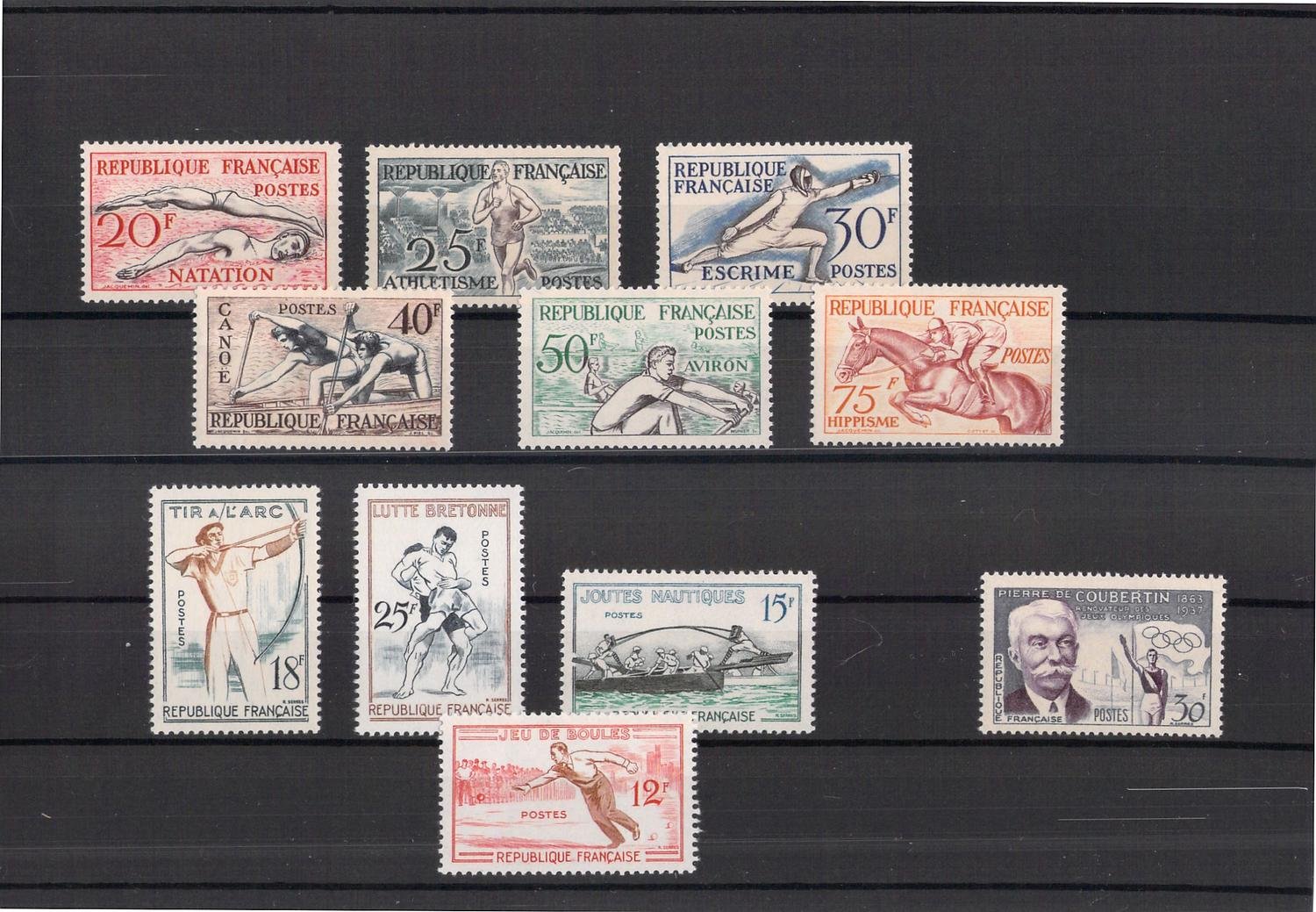 Frankrike France 1953 sport postfriskt frimärken (405682822) Köp på