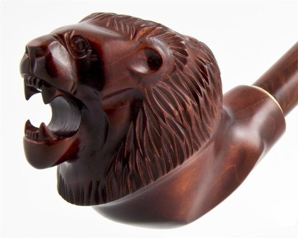 3D Luxury carved pear smoking pipe *Lion head* .. (398306335) ᐈ Köp på