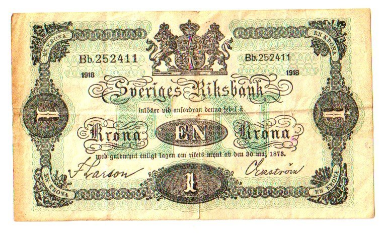 1 KR SEDEL SK KO TIA.1918. SE BIL.. | Köp från aspback på Tradera
