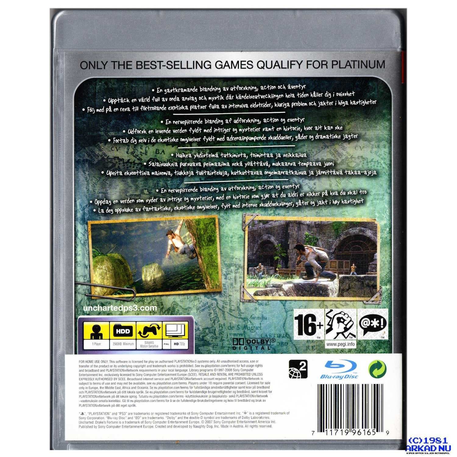 Jeu Uncharted: Drake’s Fortune – Édition Platinum PS3, Complet Et En Très Bon état