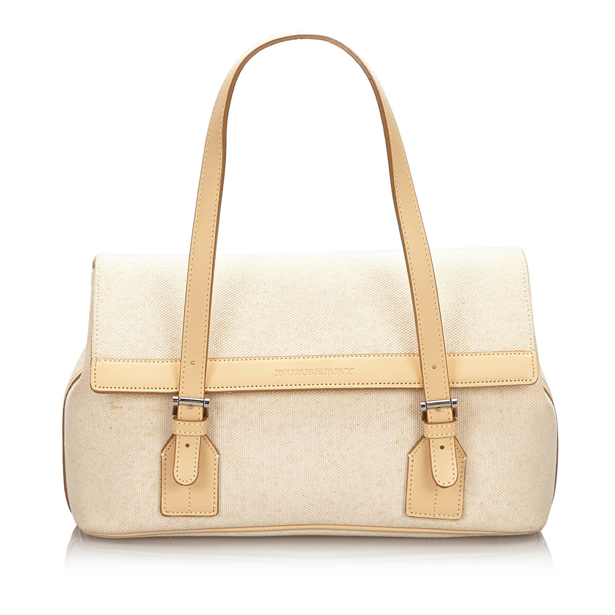 Burberry White Canvas Handbag (379865143) ᐈ Luxclusif på Tradera