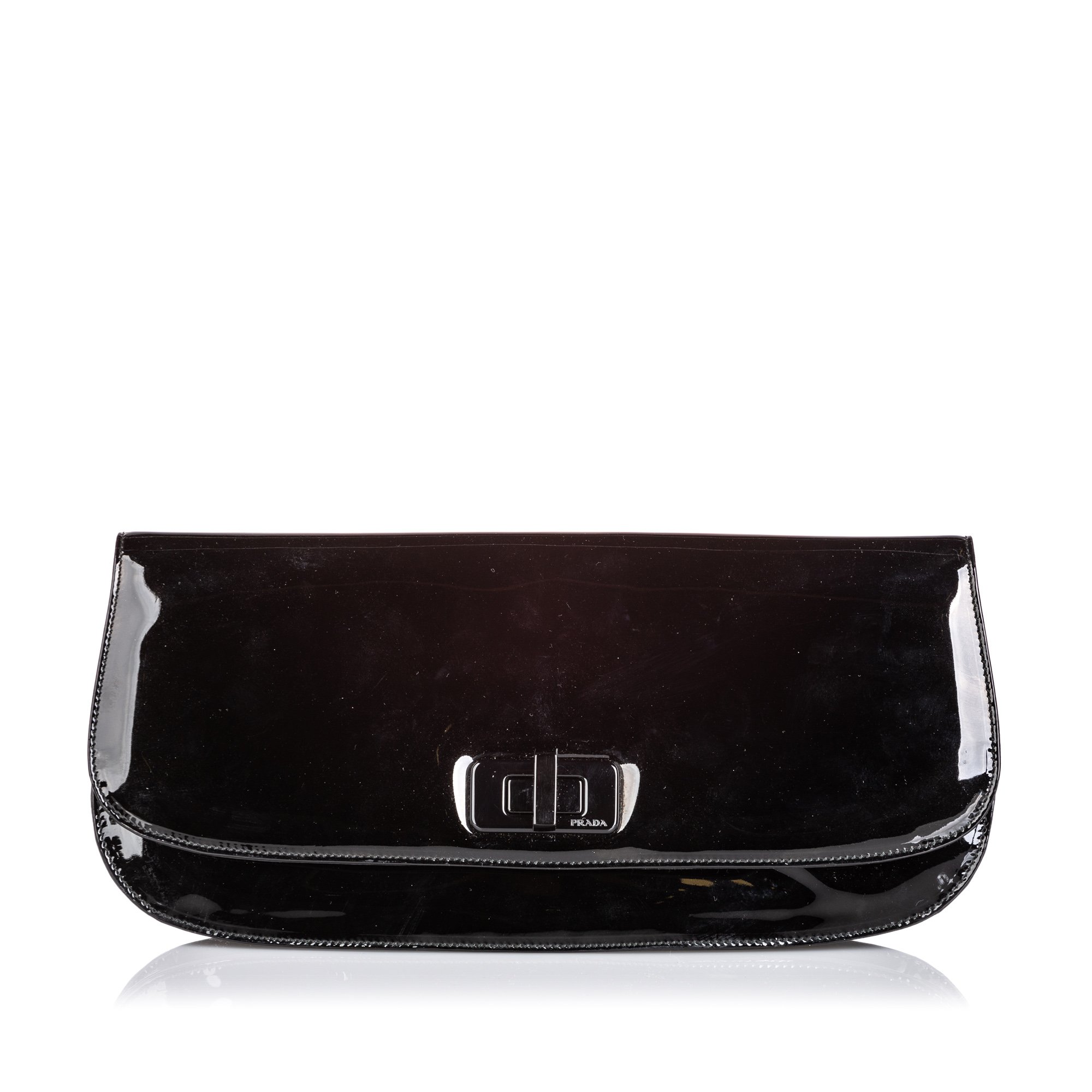 Prada Black Patent Leather Clutch Bag (404391658) ᐈ Luxclusif på Tradera