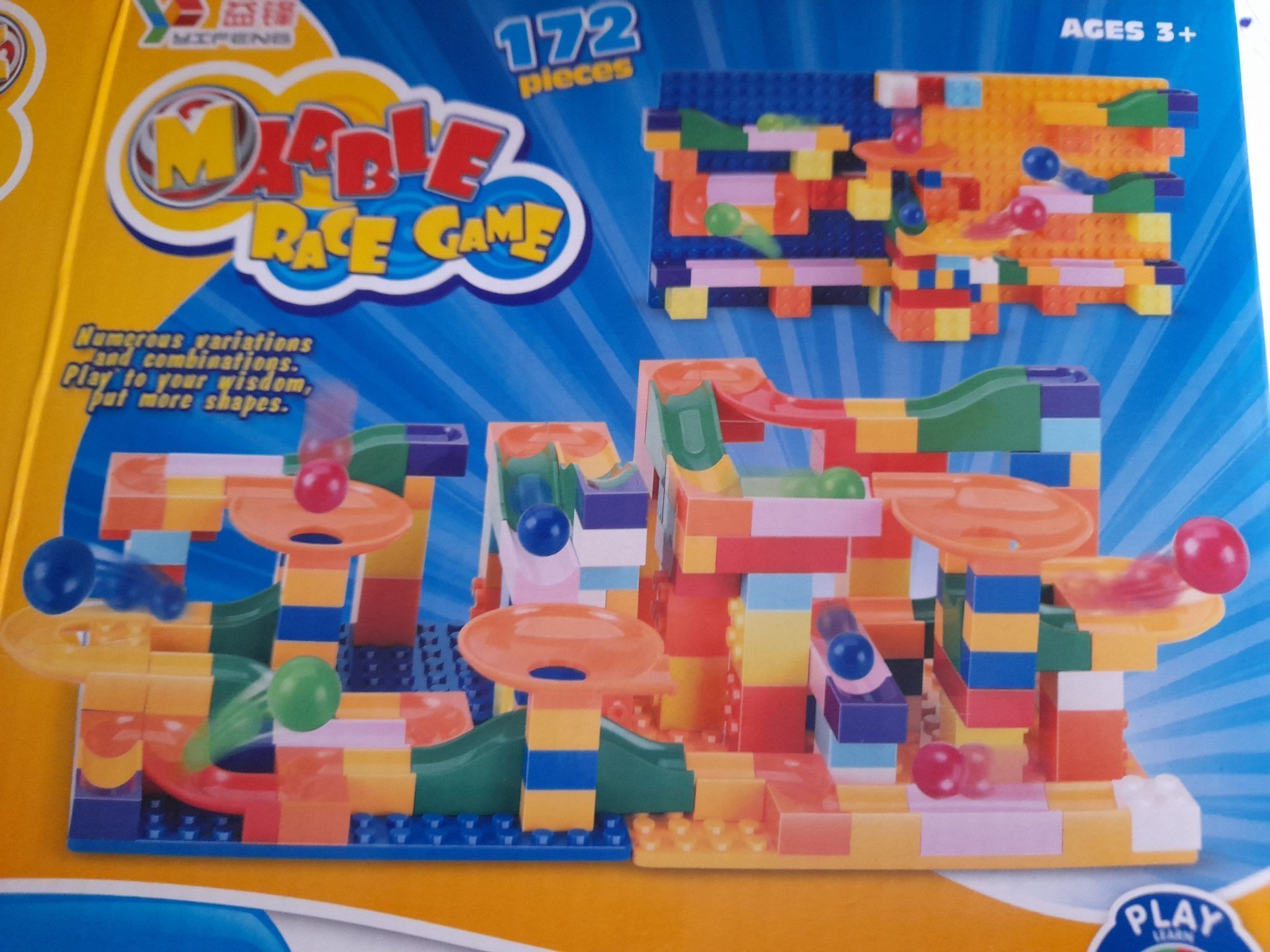 Marble race game. Byggbana med kulor och byggb.. Köp på Tradera