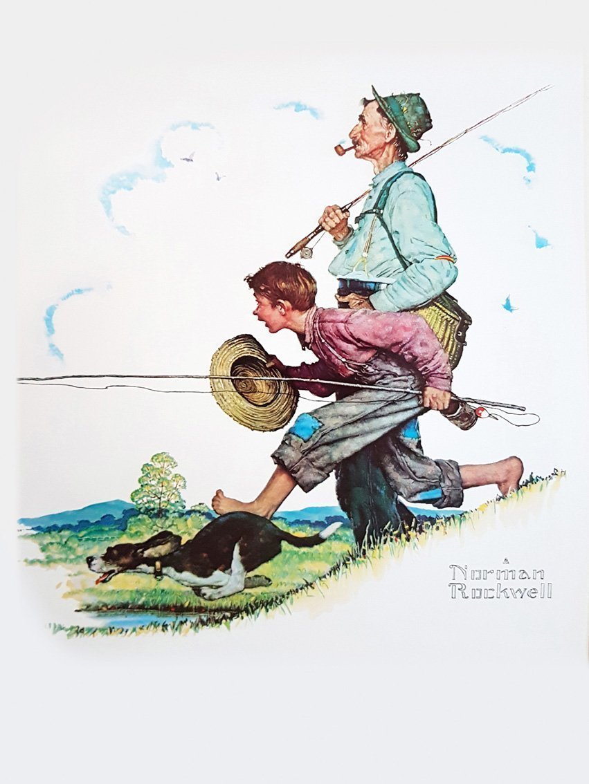 Norman Rockwell Gone fishing Poster tryck prin