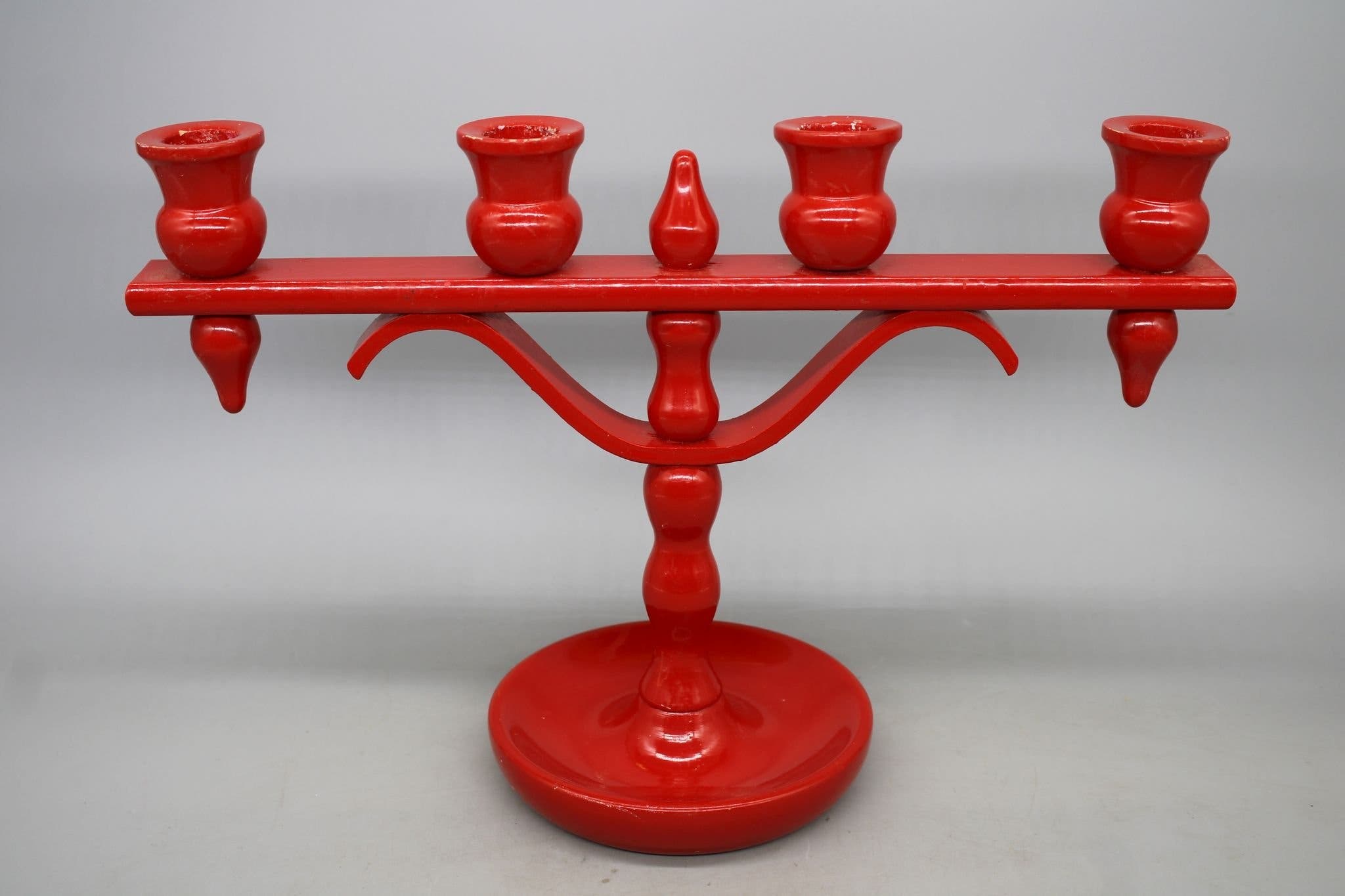 Retro röd ljusstake i bemåla.. | Köp från RetroUniverse på Tradera ...