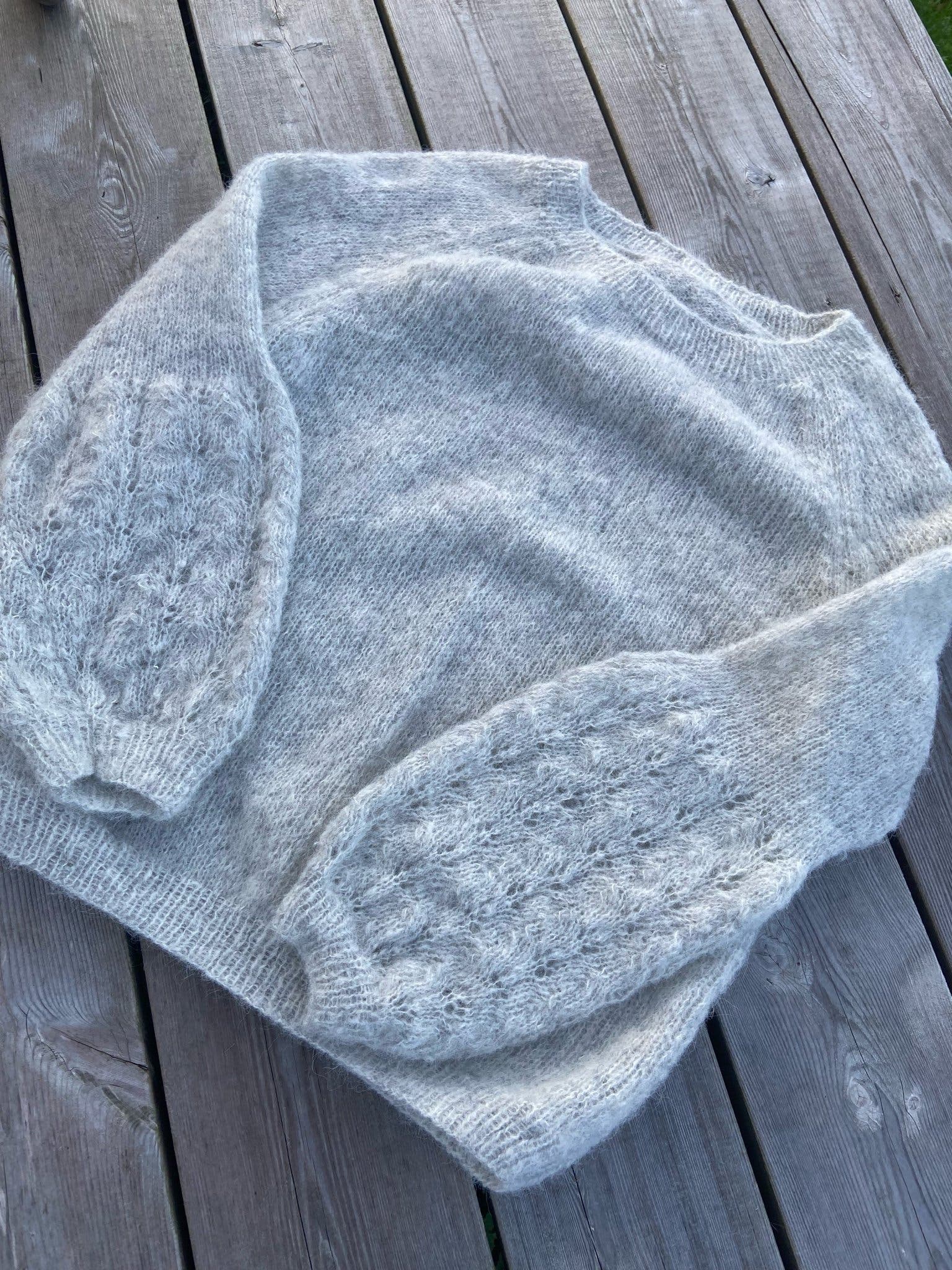 Neue handgestrickte Alpaka-Seiden-Pullover in Größe L, grau