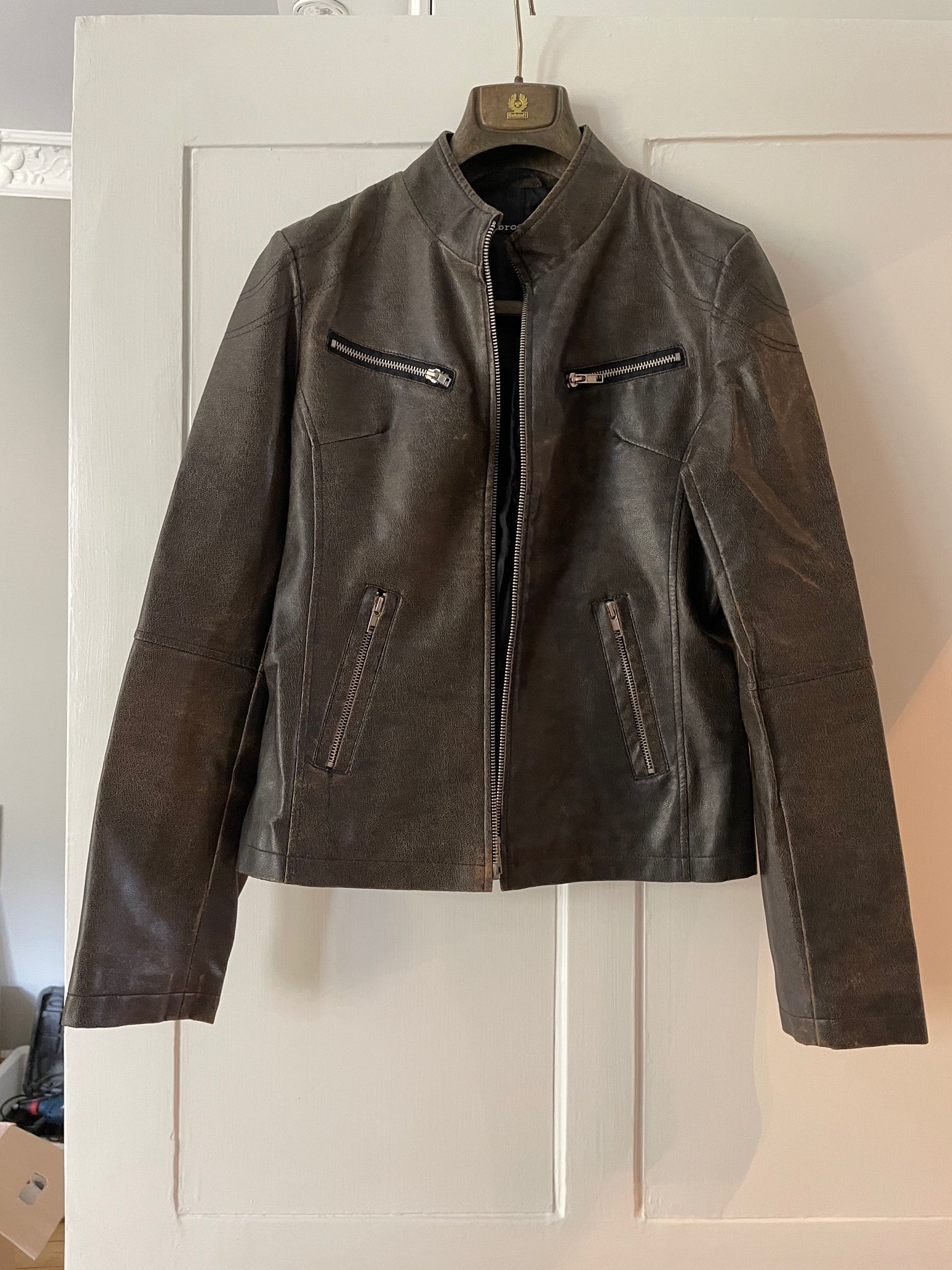 Bikers Gear The Rocker Motorcykel Svart Lu00e4der Cafu00e9 Racerjacka