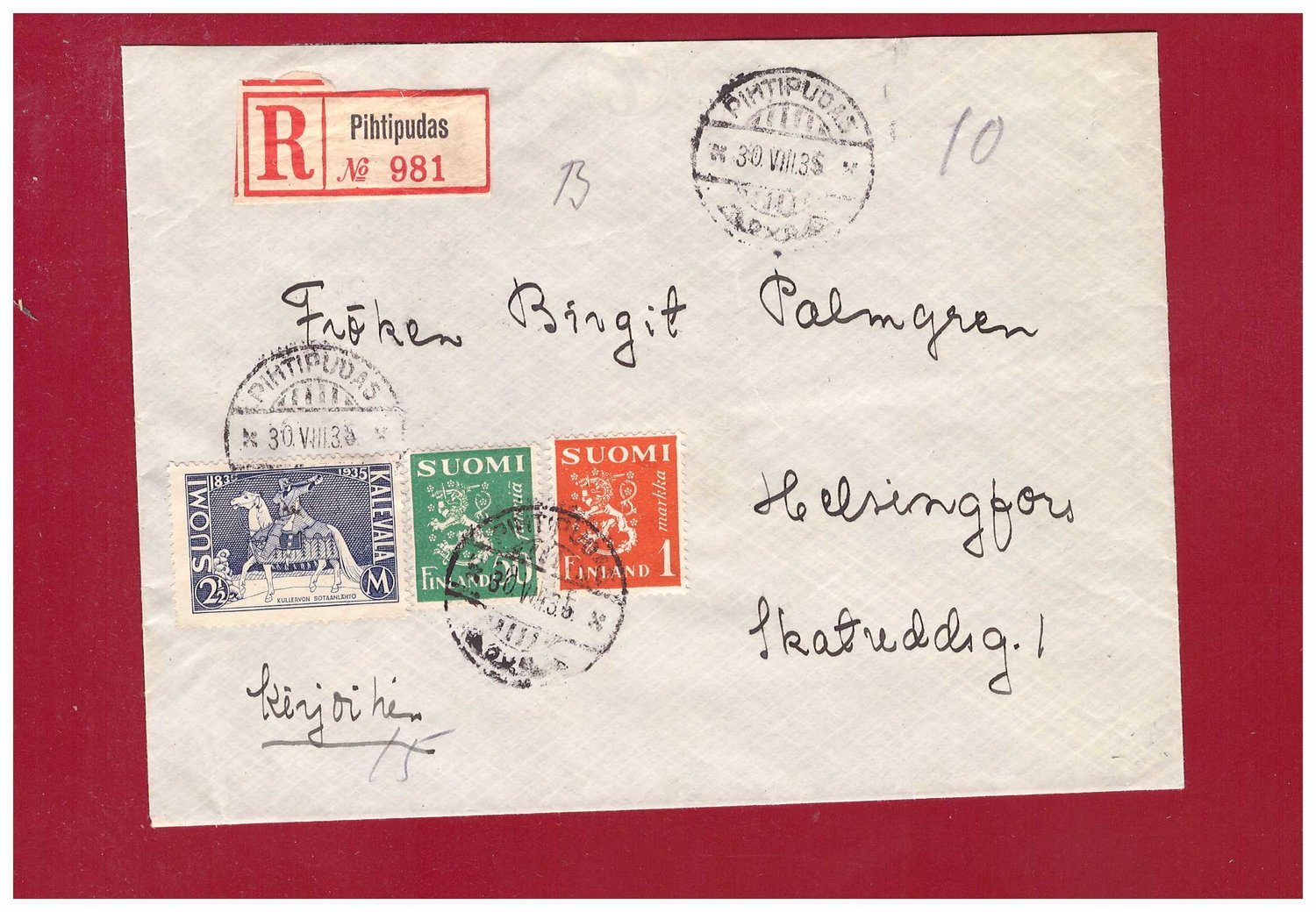 REK brev 2½+1mk+50p. PIHTIPUDAS 30 .. (309169165) ᐈ Samlartorget på Tradera