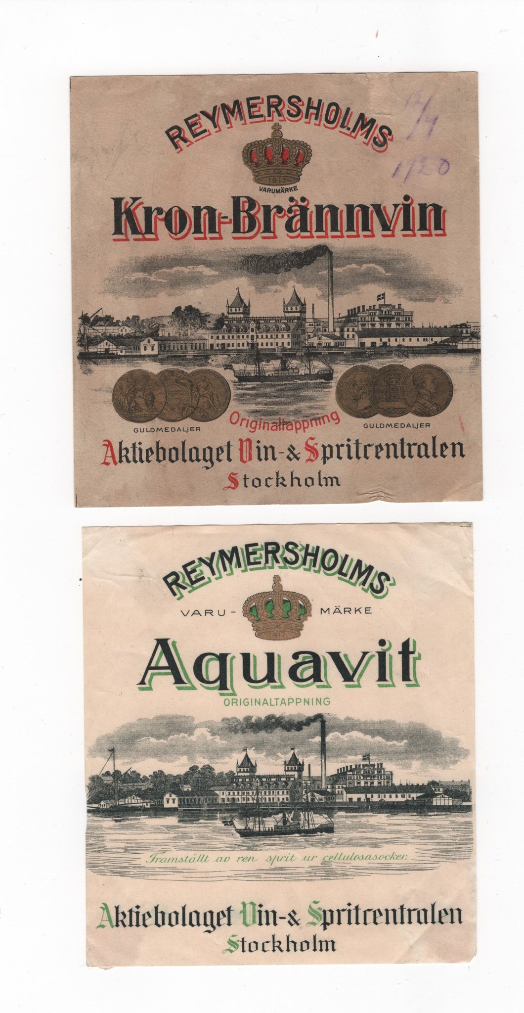 2 sprit etiketter från A.B Vin & sprit Stockho.. (410684699) ᐈ Köp på