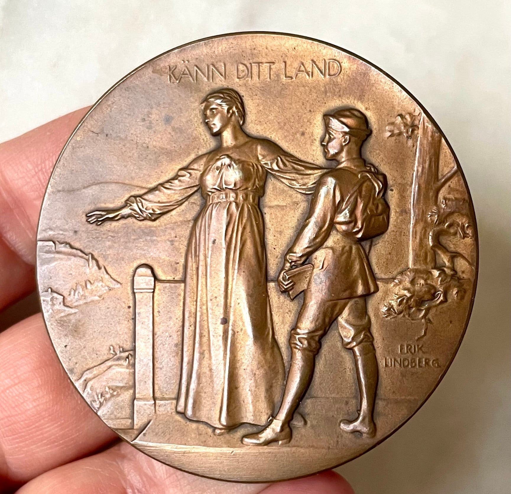 MEDALJ SVENSKA TURISTFÖRENINGEN SILVER ERIK LINDBERG 1885-1910 MYNT VINTAGE