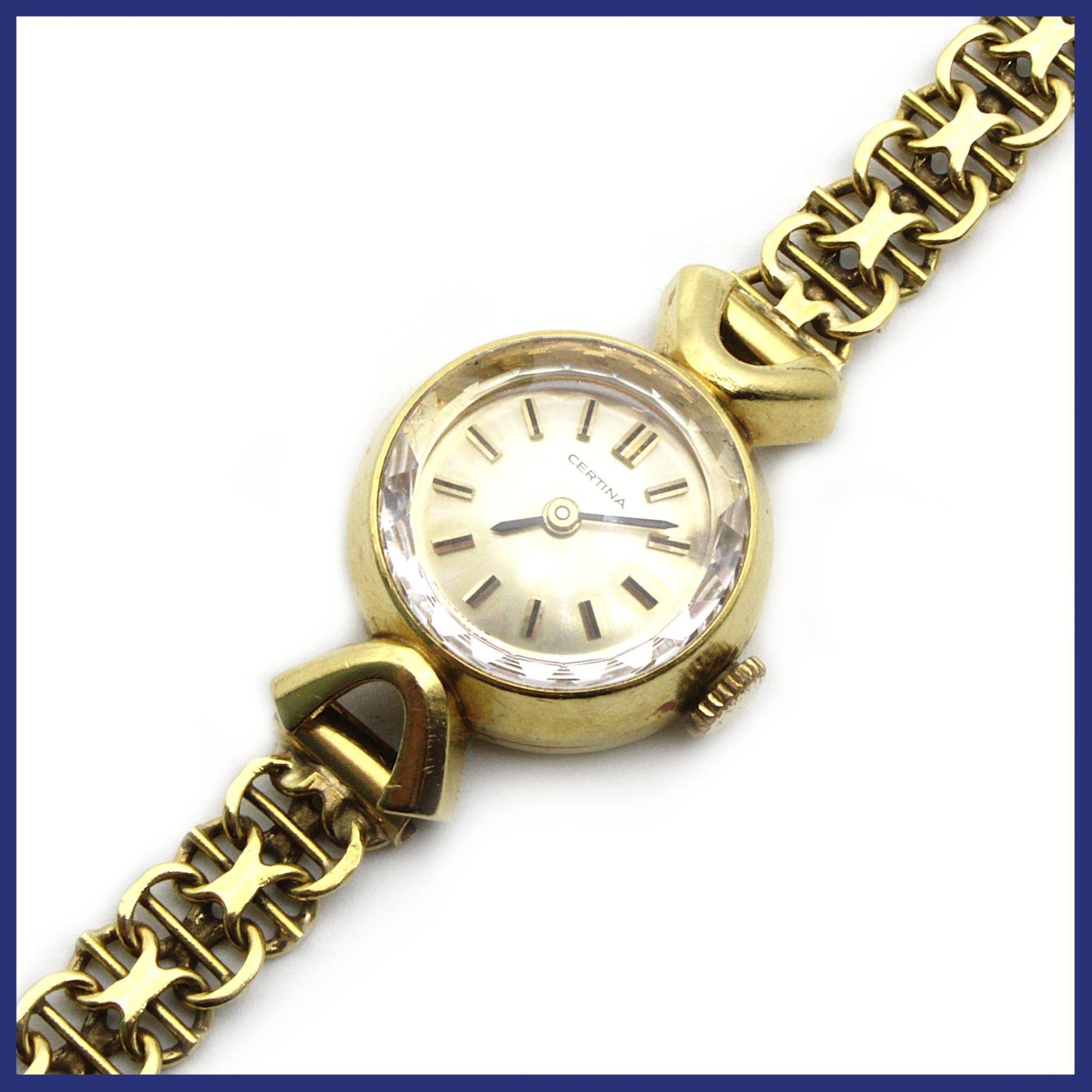 CERTINA klocka, 18K guld, X-länk armband (totalvikt 18,47g, längd 18,5cm)