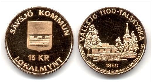 LOKALMYNT. Sävsjö. 15 Kr 1980. (Vallsjö 1100-ta.. | Köp på Tradera ...