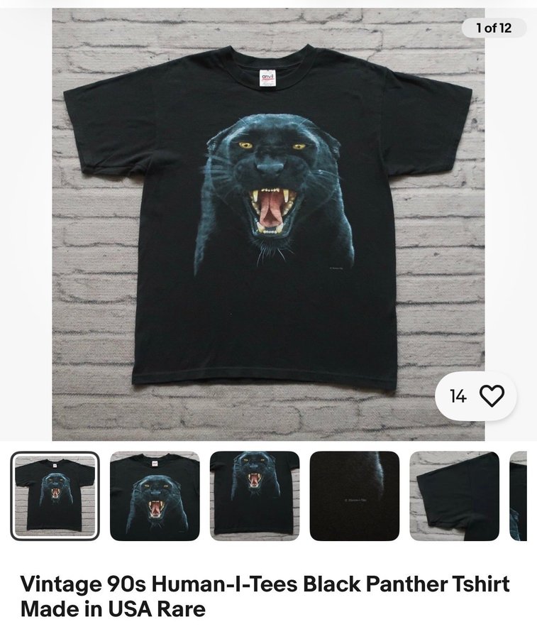 late-1990s | Black Panther T-shirt | Human I Te.. | Köp på Tradera