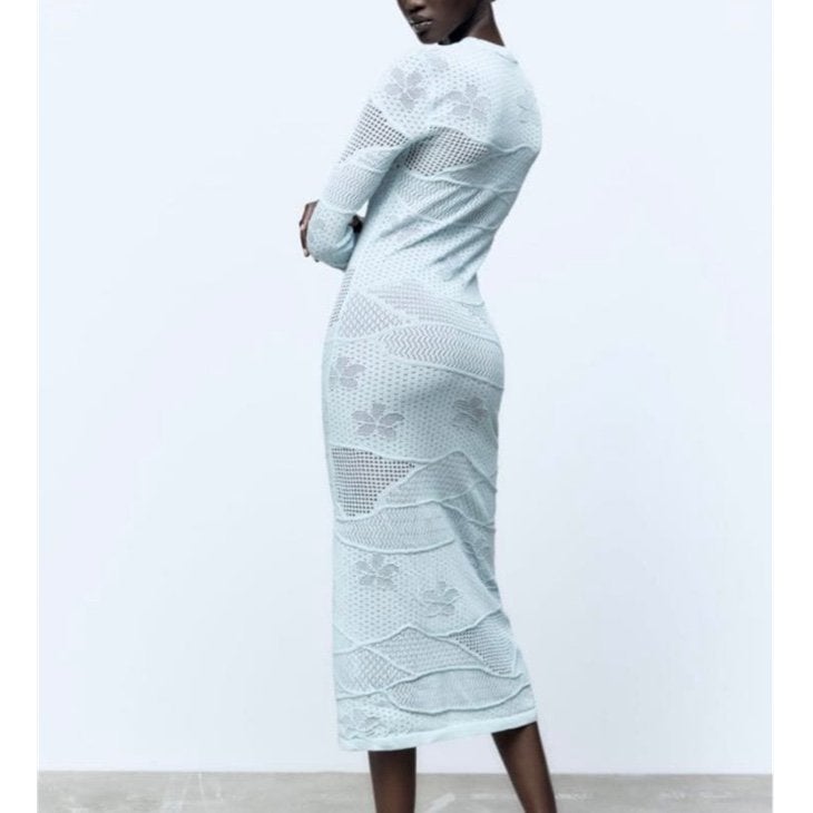 zara pointelle knit dress Zara Cut Out Pointelle Knit Dress by ZARA