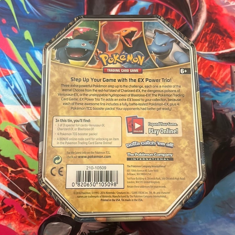 pokemon card game ex power trio charizard ex tin Pokmon TCG: Super-Premium Collection (3 Foil Promo Cards, 1 Card-Display Figure & 10 Booster Packs) : Toys & Games (Each booster pack contains 10 cards Pokemon - Best of 2016