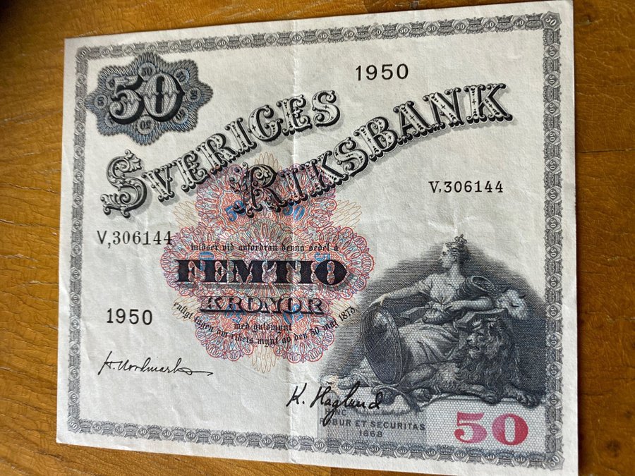 Se produkter som liknar 50 kronors sedel från 1950 på Tradera (554430448)