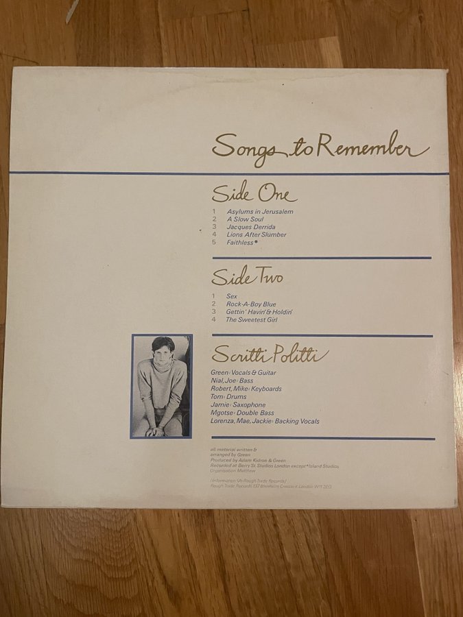 英LP Scritti Politti Songs to Remember UK Scritti Politti – Songs To Remember – Vinyl (LP, Album), 1982