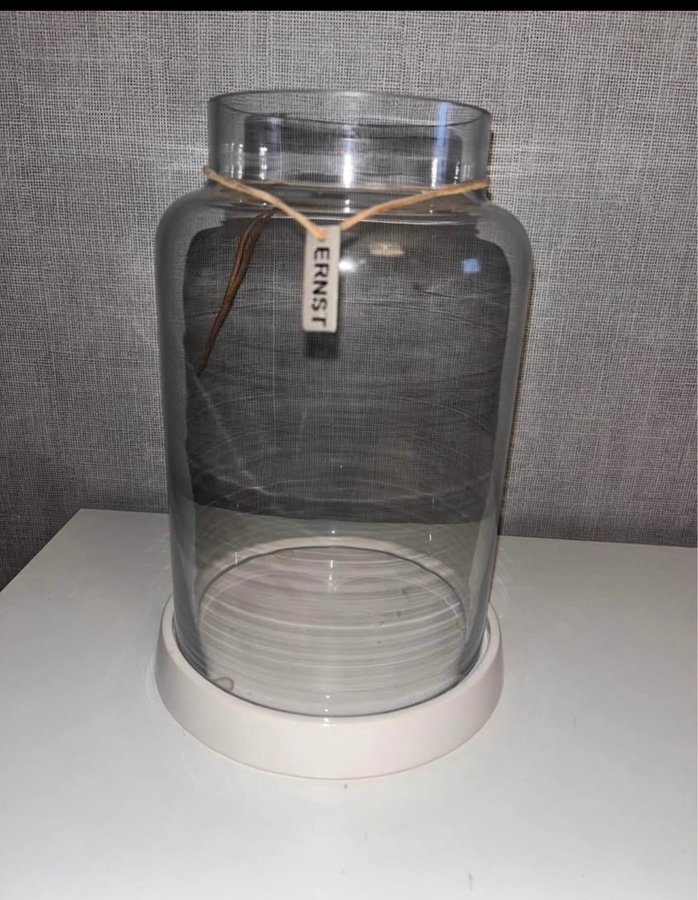Lykta glas kub mässing Stor