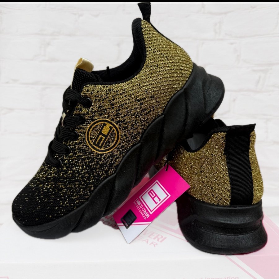 Enrico Coveri Sneakers Svart/Guld 39 Köp på Tradera