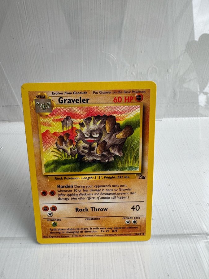 pokemon chimecho card 37/62 Graveler 1st Edition Fossil main image 1