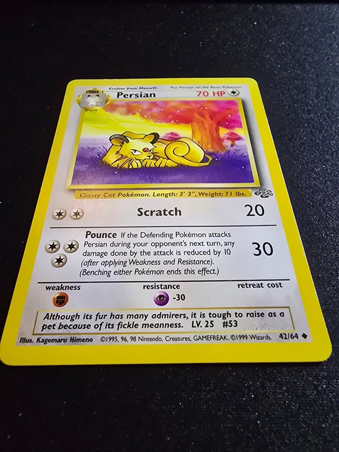 1995 persian pokemon card Pokémon Card Persian #53 TV Animation Blue Logo 1st Print ENG L015216 – AGS  Collectibles main image 0