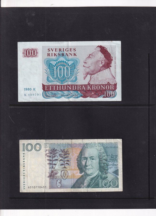 Se produkter som liknar Två 100 kronors sedlar en nya.. på Tradera (583244146)