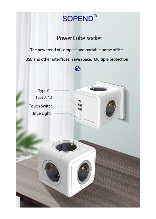 Se produkter som liknar Power cube socket 4 eluttag A.. på Tradera ...
