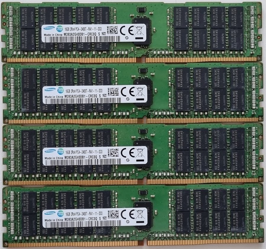 64GB (4x16GB) PC19200 DDR4 ECC RAM 2400MHz Köp på Tradera (648700725)