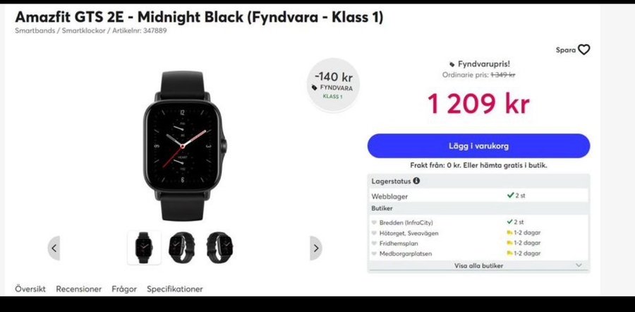 Amazfit gts pris hotsell