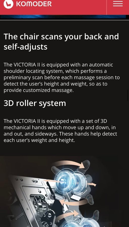 Komoder victoria 3d robotic zero gravity sale