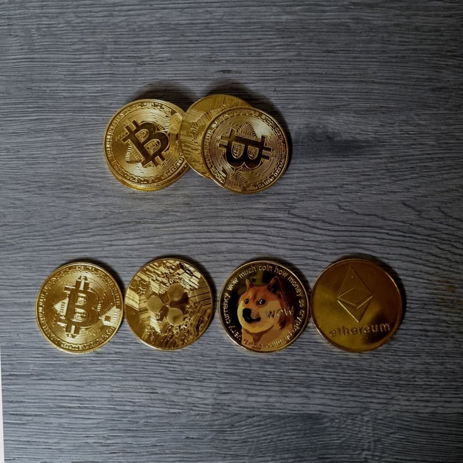 BITCOIN Kryptovaluta guld platerade Bitcoin Sam.. | Køb på Tradera  (710395659)