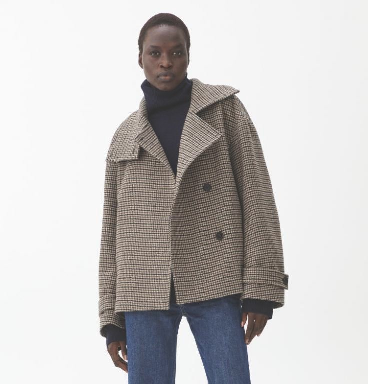 chequered wool blend jacket arket