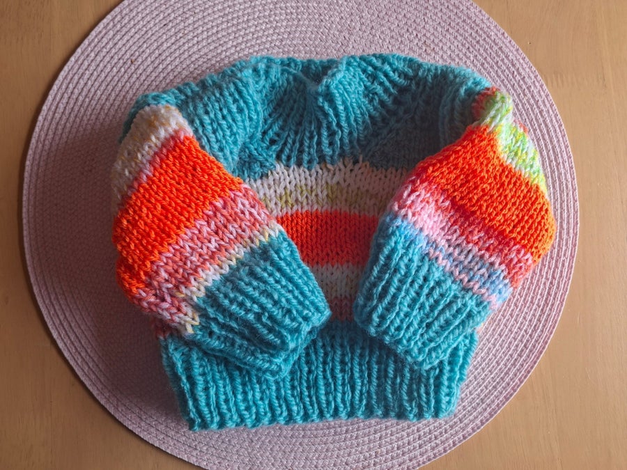Baby tröja 6-16 månader Turkos Orange Rygg mått.. | Köp på Tradera ...