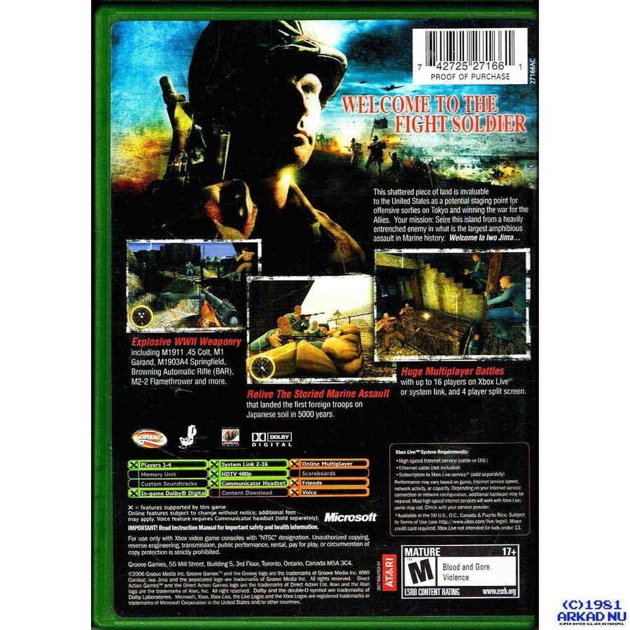 WORLD WAR II COMBAT IWO JIMA XBOX .. | Köp från arkadnu på
