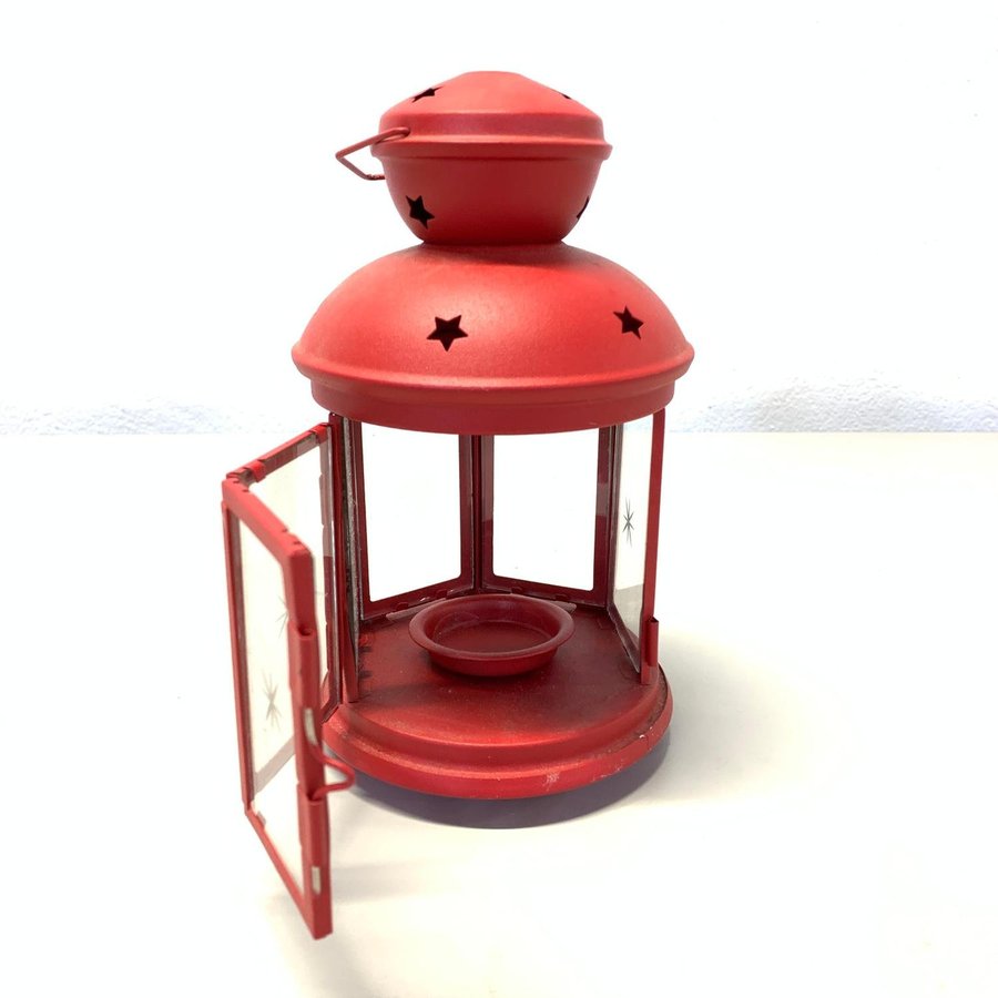 Ikea Ljuslykta Jul Röd Lykta Glas D.. Köp från Footly på Tradera