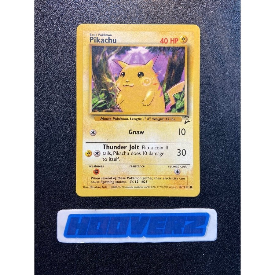 Pikachu Common Pokemon Card Original Base-2 Set Series 87/130