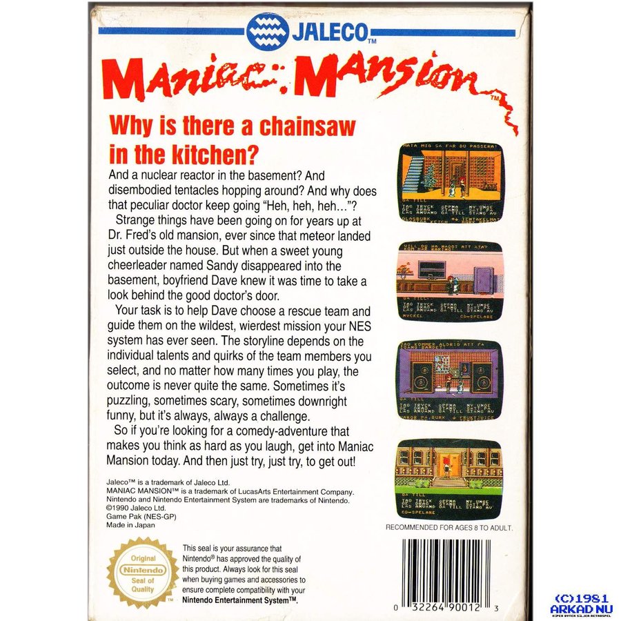 MANIAC MANSION NES SCN NESJMSWE/.. Köp från arkadnu på Tradera