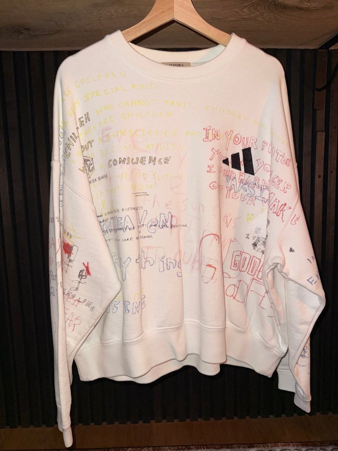 adidas gazelle silver green womens Yeezy Season 5 Scribbled Adidas Crewneck By ERD