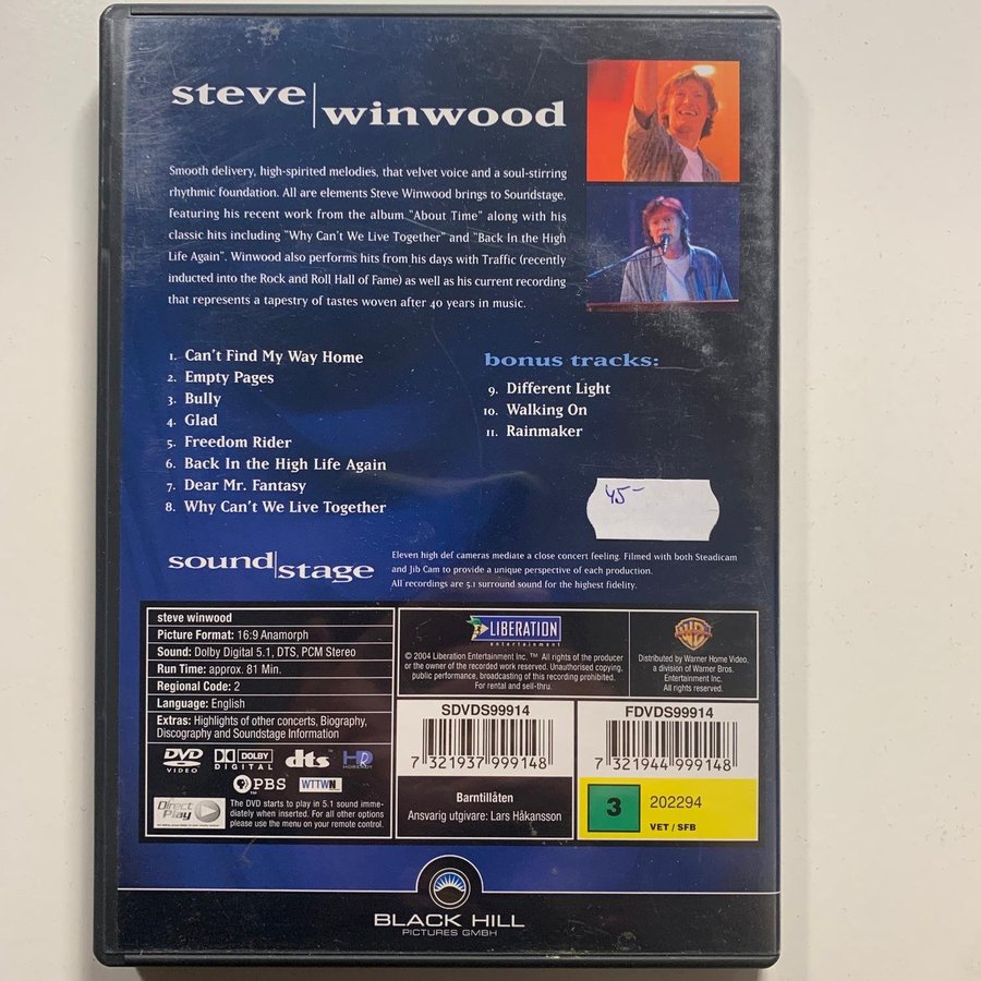 サウンド・ステージ スティーヴ・ウィンウッド [DVD] Amazon.com: E1 ENTERTAINMENT Steve Winwood (SOUNDSTAGE