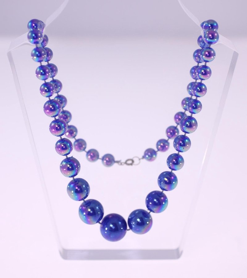 Vintage blue rainbow coloured coated plastic be.. | Köp på Tradera ...