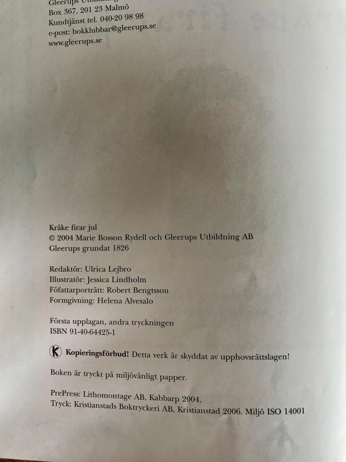 KRÅKE FIRAR JUL Marie Bosson.. Köp från Haldins_Hylla på Tradera