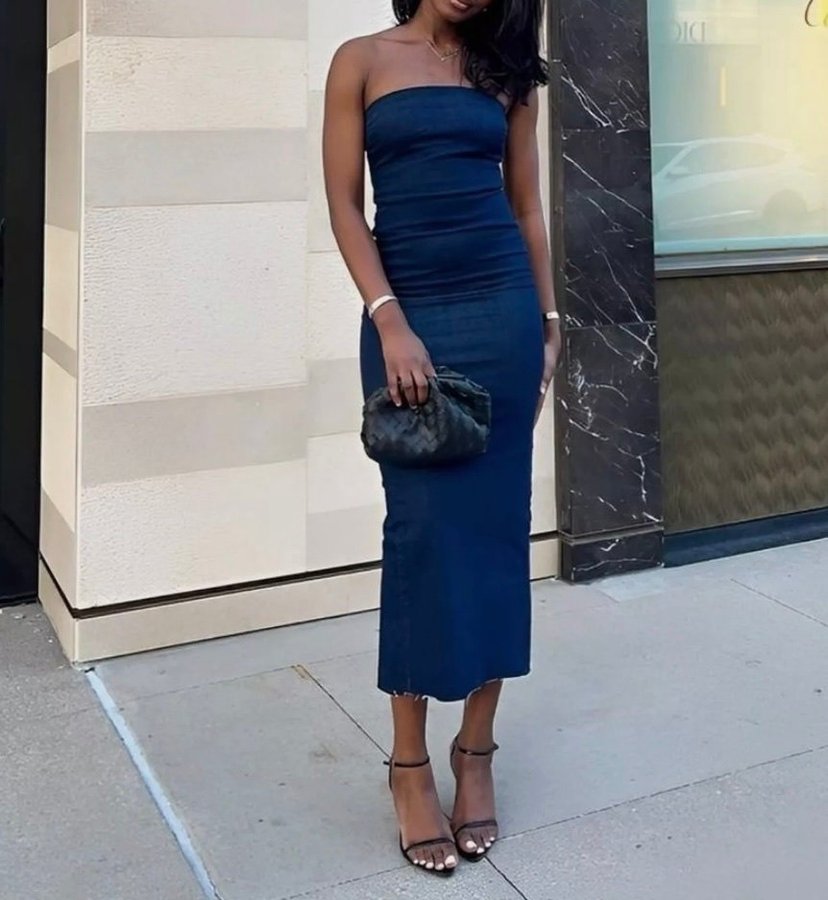Zara The Fitted Denim Dress Medium Blue, storle.. | Kp p Tradera  (727333698)