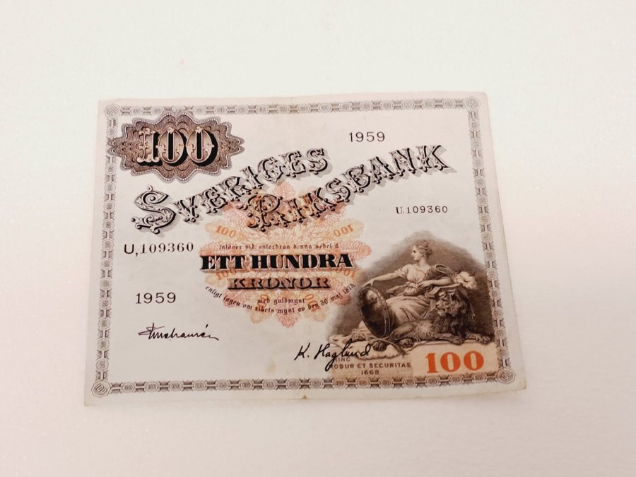 Se produkter som liknar Hundra kronors sedel 1959 100.. på Tradera