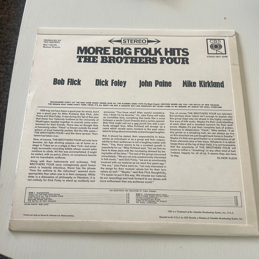 The Brothers Four - More Big Folk Hits - Vinyl LP | Köp på